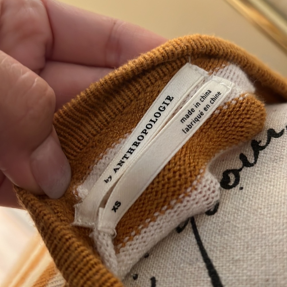 Jillian Orange Stripped Flutter Sleeves Top By Anthropologie - Picture 6 of 9